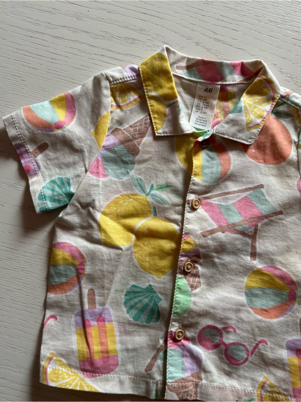 H&M Kids Short-Sleeve Printed Button-Up Shirt - Multi